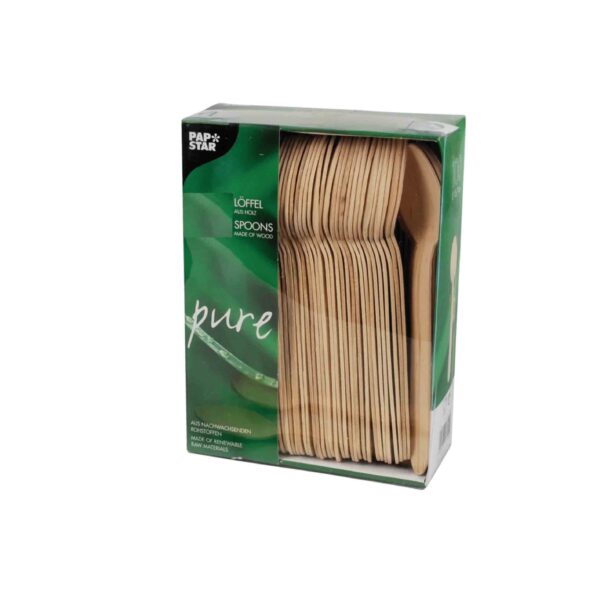 CUCHARAS MADERA PURE 15,7CM 100UND PAPSTAR - Imagen 2