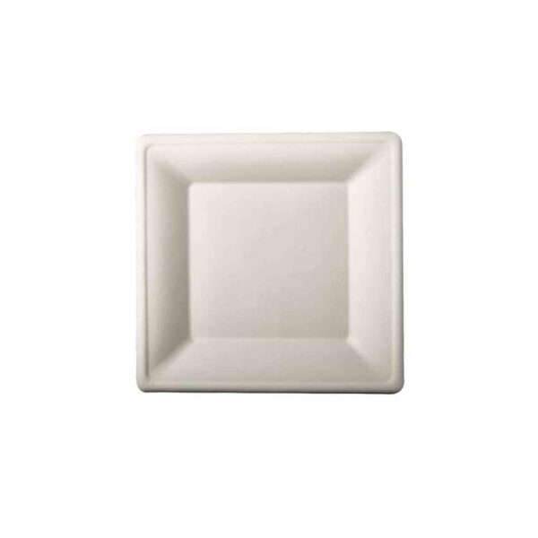 50 PLATOS CAÑA DE AZUCAR 26 X 26 PURE BLANCO