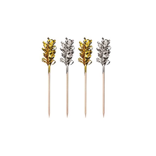 PALILLOS DECORATIVOS ORO/PLATA 10,5CM 30UND