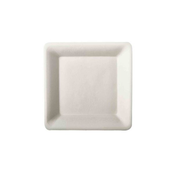 50 PLATOS CAÑA DE AZUCAR 15,5 X 15,5 PURE BLANCO