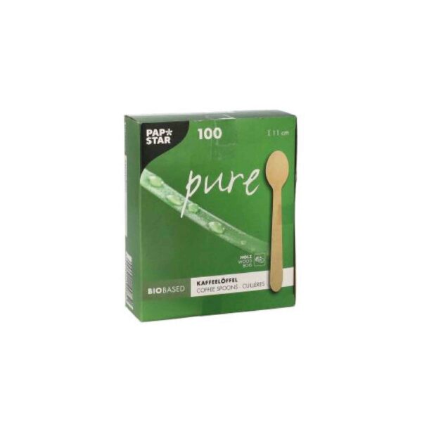 CUCHARILLAS CAFE MADERA PURE 11CM 100UND PAPSTAR